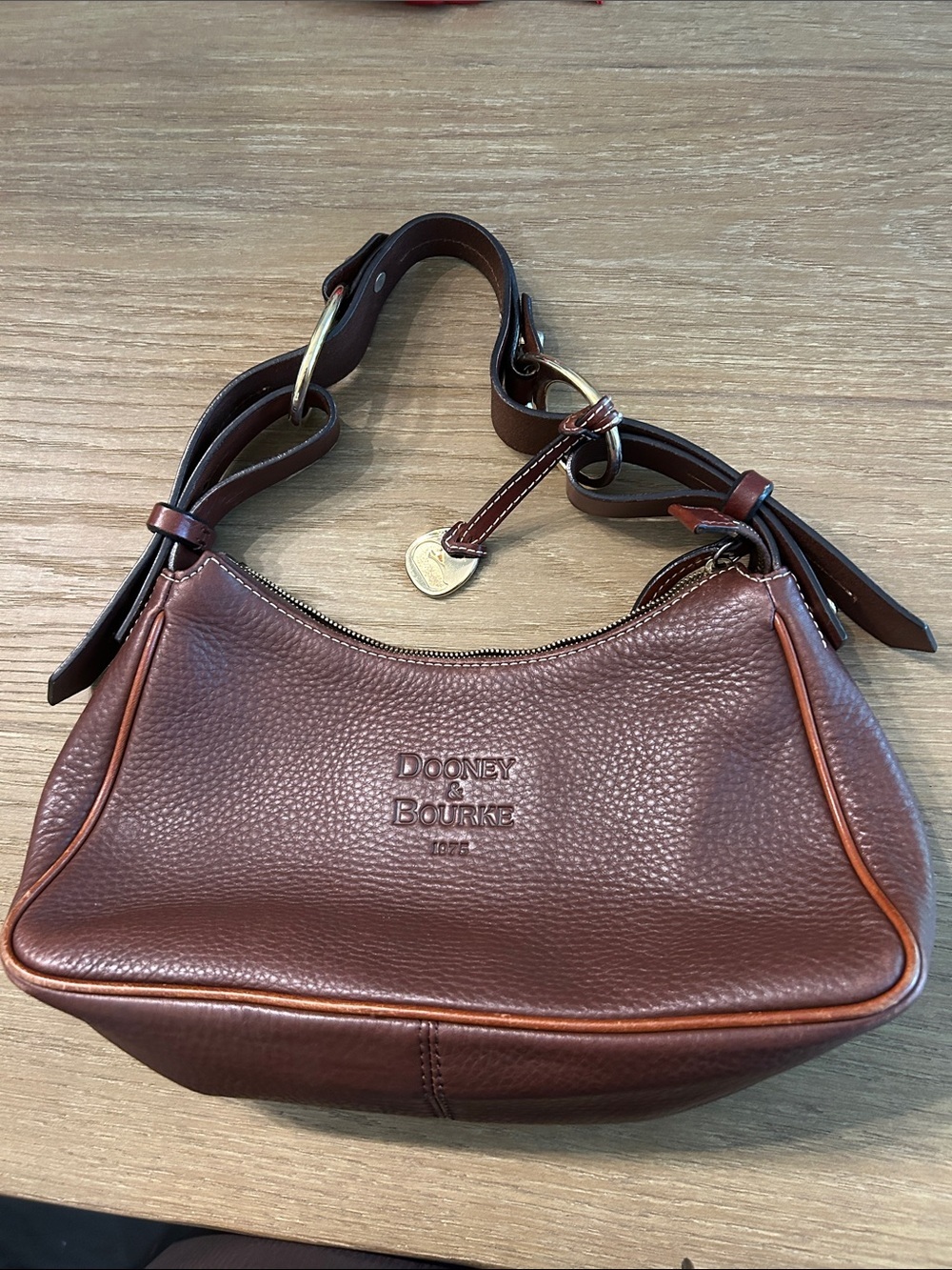 Vintage Dooney & Bourke brown pebble leather satchel bag